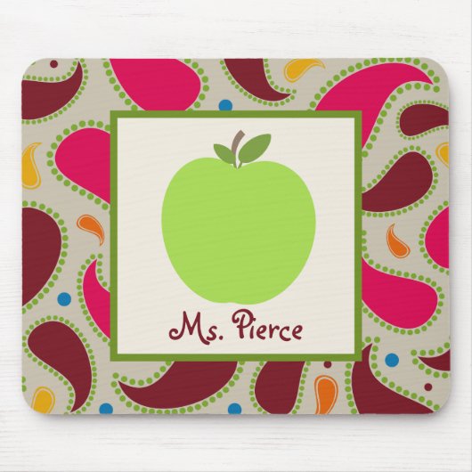 Green Apple / Paisley Teacher Mousepad (Vorne)