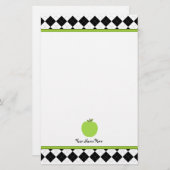 Green Apple Personalisiert Teacher von Black Raute Briefpapier (Vorne/Hinten)