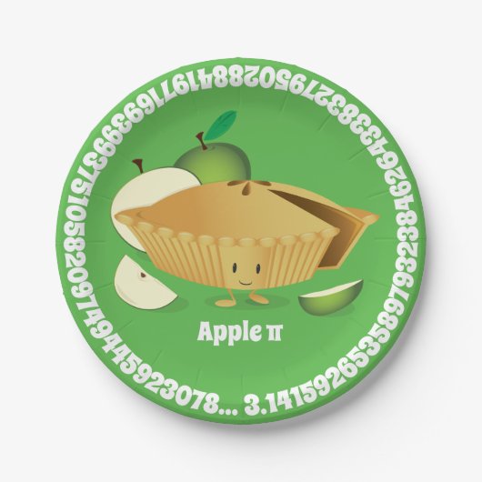 Green Apple Pi Day | Papierplatte Pappteller (Vorderseite)