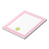 Green Apple Pink Gingham Teacher Notizblock (Rotiert)