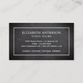 Green Apple School Lehrer in Black Chalkboard Visitenkarte (Rückseite)