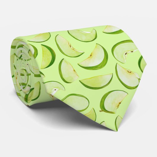 Green Apple Slice Pattern Krawatte (Gerollt)