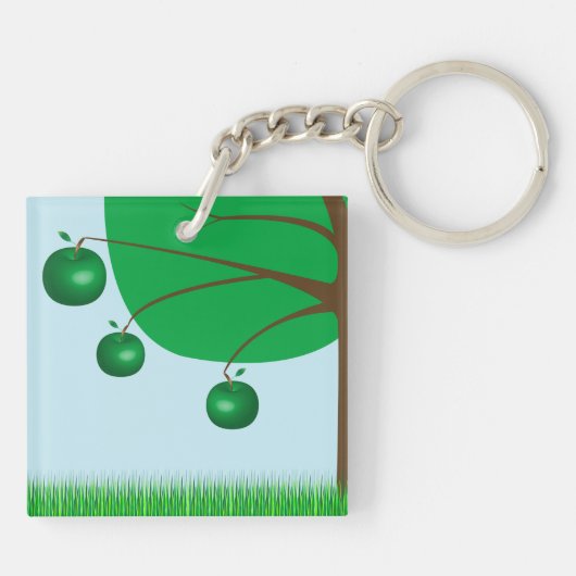 Green Apple Tree Keychain Schlüsselanhänger (Rückseite)