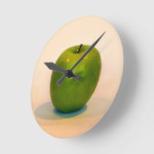 Green Apple Trio Runde Wanduhr (Winkel)