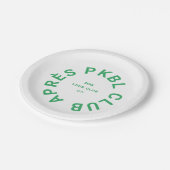Green Après PKBL Club Wappen Pickleball Pappteller (Schrägansicht)