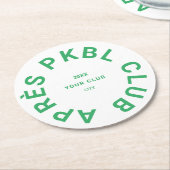 Green Après PKBL Club Wappen Pickleball Runder Pappuntersetzer (Angewinkelt)