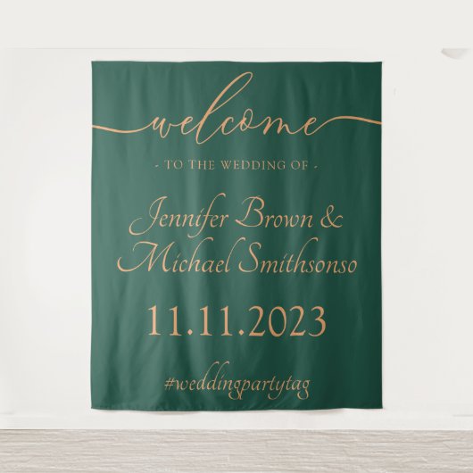 Green Apricot Welcome to the wedding Wandteppich (Vorderseite)