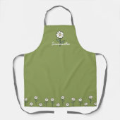 Green Apron for Women with Daisies Schürze (Vorderseite)
