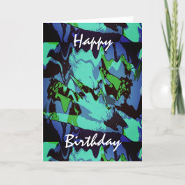Green Aqua Blue Black Abstrakte Blume Geburtstag Karte