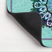 Green Aqua Blue Blume Mandala Boho Mousepad (Ecke)