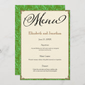 Green Aqua Brown Country Wedding Empfang Menü Einladung (Vorne/Hinten)