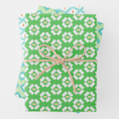 Green, Aqua & Mint Tribal Diamond Ikat Muster Geschenkpapier Set (Beispiel)