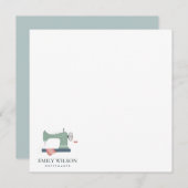 GREEN AQUA PINK SEWMACHINE TAILOR BUSINESS MITTEILUNGSKARTE (Vorne/Hinten)