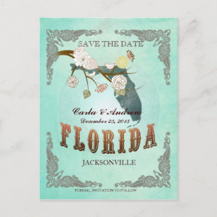 Green Aqua Save the Date - FL Karte mit hübschen V
