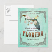 Green Aqua Save the Date - FL Karte mit hübschen V (Vorne/Hinten)