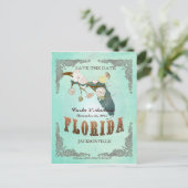 Green Aqua Save the Date - FL Karte mit hübschen V (Stehend Vorderseite)