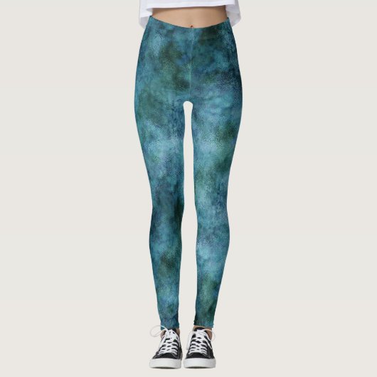 Green Aquamarin Aqua Blue Earth Ocean Marble Abstr Leggings (Vorderseite)