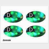 GREEN AQUAMARIN BLUE BLACK FRAKTAL BUBBLES MONOGRA OVALER AUFKLEBER (Blatt)