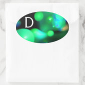 GREEN AQUAMARIN BLUE BLACK FRAKTAL BUBBLES MONOGRA OVALER AUFKLEBER (Tasche)