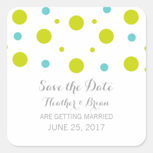 Green Aquamarin Confetti Save the Date Stickers