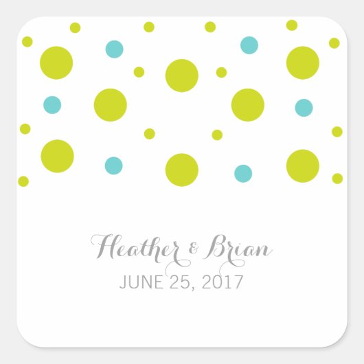 Green Aquamarin Confetti Wedding Stickers (Vorderseite)