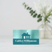 Green Aquamarin Foto Real Anwesen Agent Broker Hou Visitenkarte (Stehend Vorderseite)