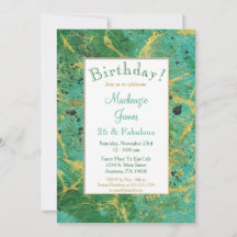 Green Aquamarin Gold Abstrakt Geburtstag Einladung