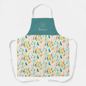 Green Aquamarin Gold Abstrakt Personalisiert Monog Schürze (Vorderseite)