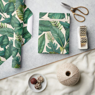 Green & Aquamarin Palm Monstera Tropical Blätter M Geschenkpapier