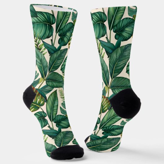 Green & Aquamarin Palm Monstera Tropical Blätter M Socken (Gewinkelt)