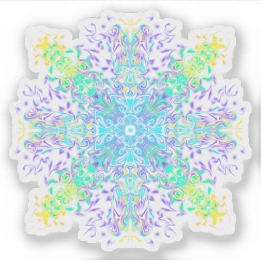 Green Aquamarin Psychedelic Bohemisch Mandala Aufkleber (Vorderseite)