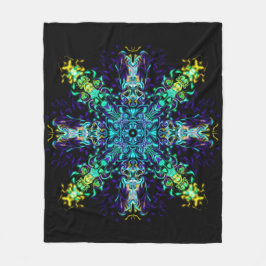 Green Aquamarin Psychedelic Bohemisch Mandala Fleecedecke