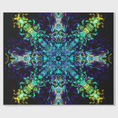 Green Aquamarin Psychedelic Bohemisch Mandala Geschenkpapier (Flach)