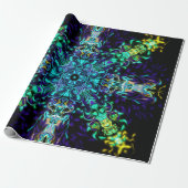 Green Aquamarin Psychedelic Bohemisch Mandala Geschenkpapier (Ungerollt)
