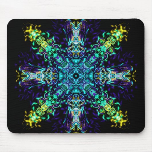 Green Aquamarin Psychedelic Bohemisch Mandala Mousepad (Vorne)