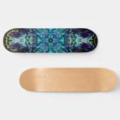 Green Aquamarin Psychedelic Bohemisch Mandala Skateboard (Horizontal)