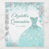 Green Aquamarin Silver Snowflake Weihnachten Mis X Weinetikett (Einzelnes Label)