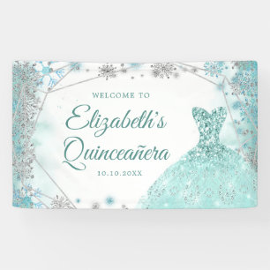 Green Aquamarin Silver Weihnachtsschneeflocke Quin Banner