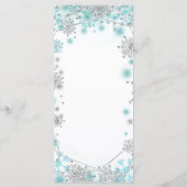 Green Aquamarin Silver Weihnachtsschneeflocke Quin Menükarte (Rückseite)