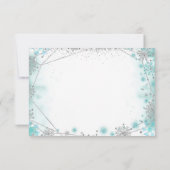 Green Aquamarin Silver Winter Quinceñera Snowflake RSVP Karte (Rückseite)