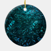Green Aquamarin Sparkle Floral Blätter Keramik Ornament (Hinten)