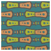 Green Aquamarin Tan Black Abstrakt Tribal Design F Stoff (Nahaufnahme)