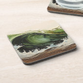 Green Aquamarin Wave Beach Ocean Painting Getränkeuntersetzer (Linke Seite)