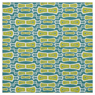 Green Aquamarin White Abstrakt Tribal Design Fabri Stoff
