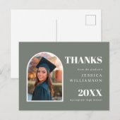 Green Arch Modern Foto Abschluss Vielen Dank Postkarte (Vorne/Hinten)