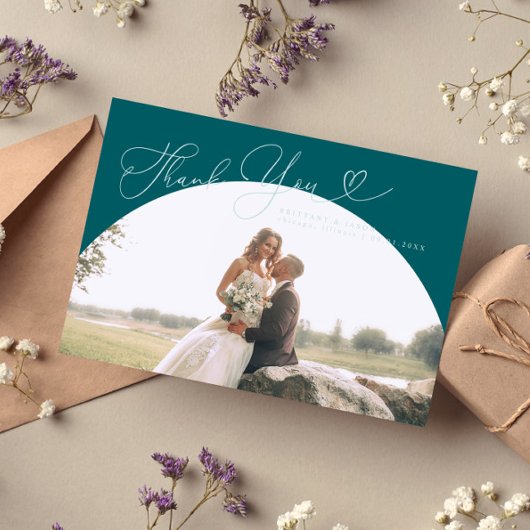 Green Arch Wedding Danke, Script Dankeskarte