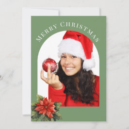GREEN ARCHED FOTO POINTSETTIA CHRISTMAS FEIERTAGSKARTE