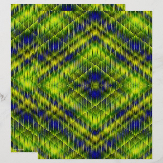 Green Argyle Scrapbook Paper 2-Sided Page (Vorne/Hinten)