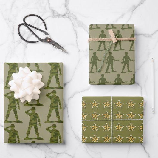 Green Army Men Trio Geschenkpapier Set (Vorderseite)