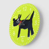 Green Art Clock: John Dyer Scotty Dog Große Wanduhr (Winkel)